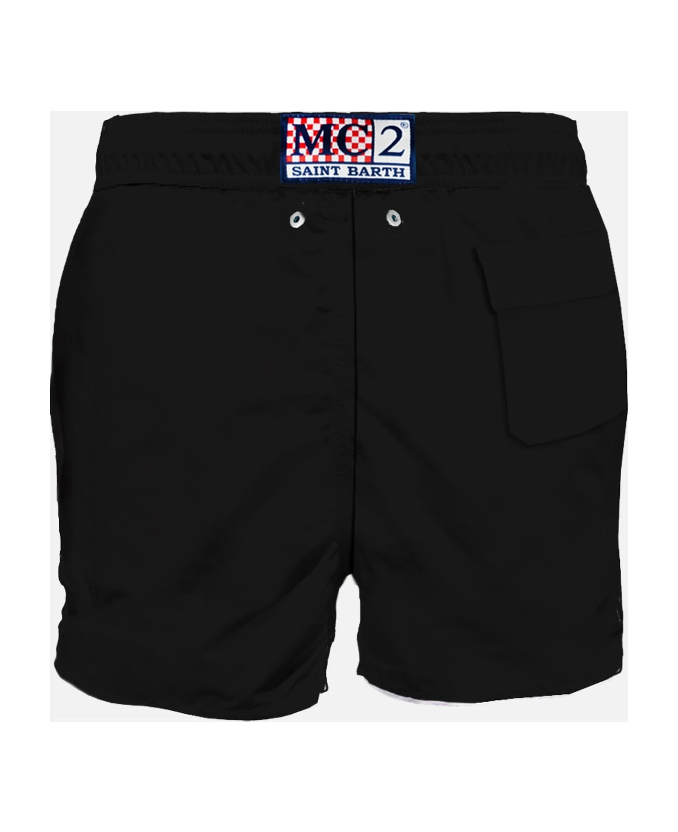 MC2 Saint Barth Man Black Swim Shorts With Milan Patch | Milan Special Edition - Image 2