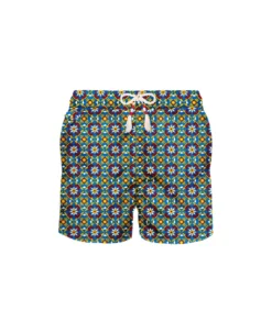 MC2 Saint Barth Man Light Fabric Swim Shorts With Pattern