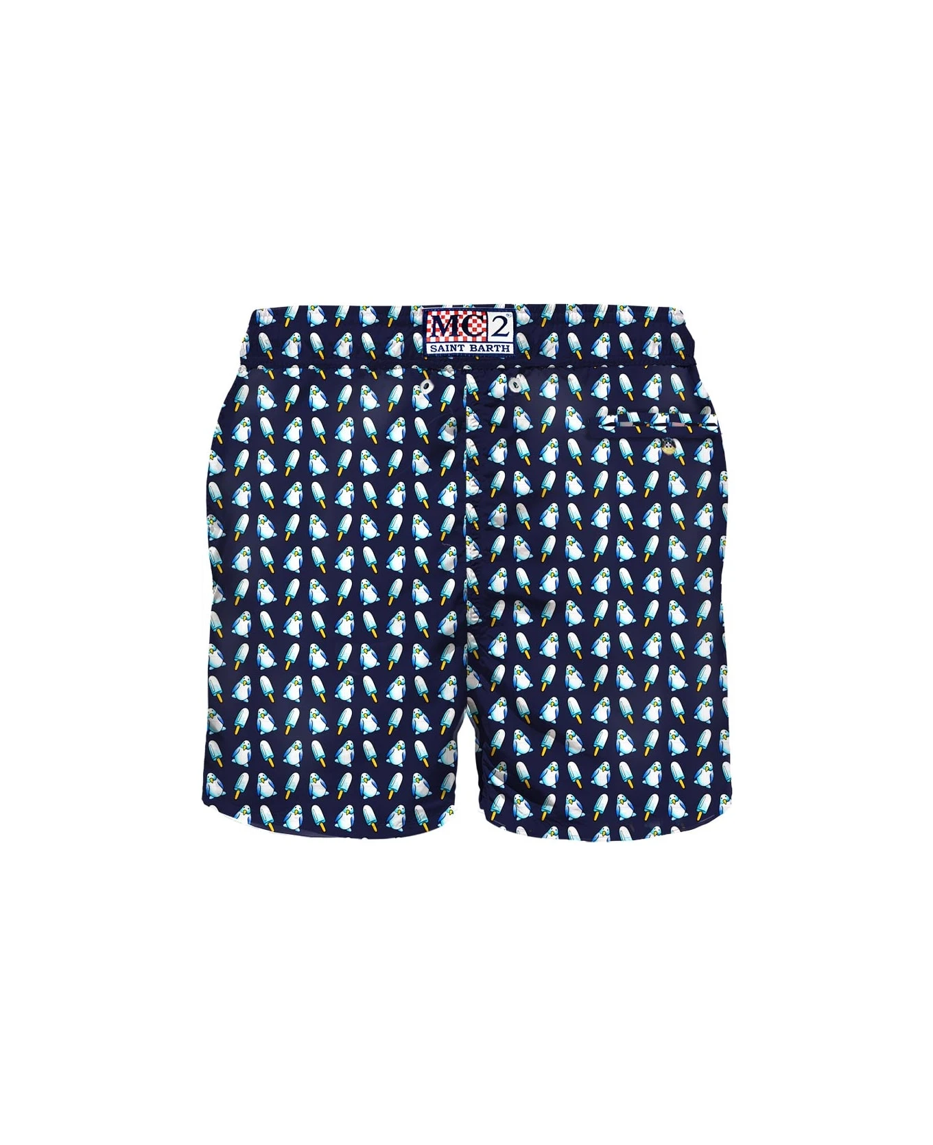 MC2 Saint Barth Man Swim Shorts Penguins Micro Print - Image 2