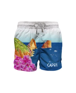 MC2 Saint Barth Man Swim Shorts With Capri Print