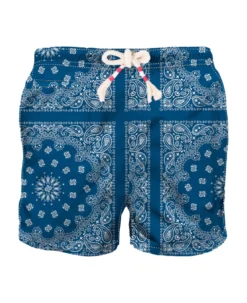 MC2 Saint Barth Man Swim Shorts With Blue Bandanna Print