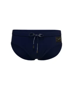 Dolce & Gabbana Blue Swim Brief With Branded Drawstring And Logo Tag In Stretch Polyamide Man