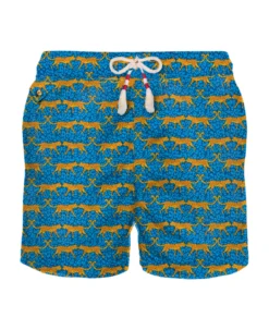 MC2 Saint Barth Man Light Fabric Swim Shorts With Wild Cat Print