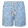 MC2 Saint Barth White/ Light Blue Sharks Print Swim Shorts By Mc Saint Barth