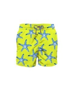 MC2 Saint Barth Yellow Mid-length Swim Shorts With South Star