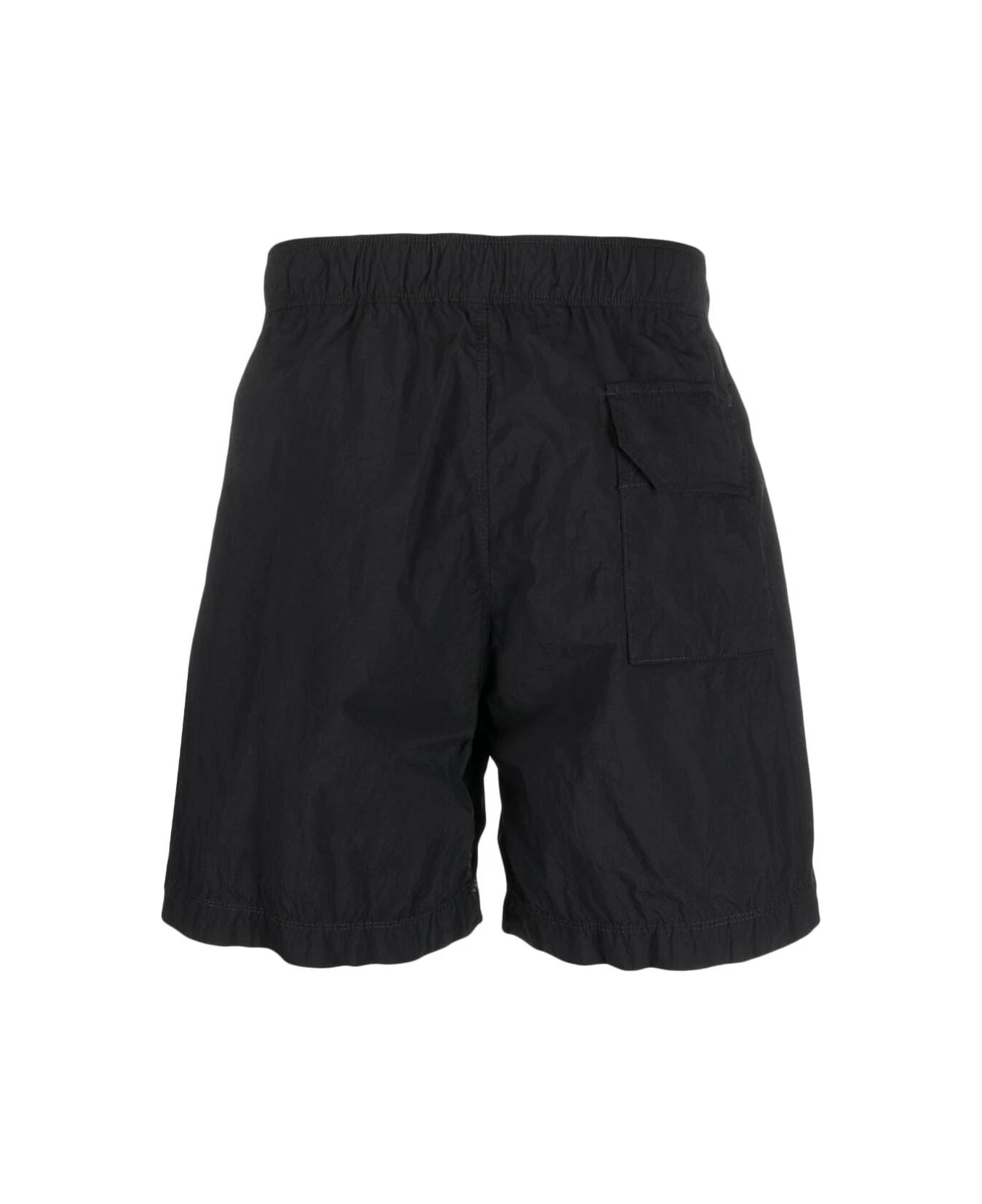 Black Swim Trunks With Concealed Fastening In Nylon Man - Image 2