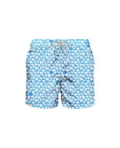 MC2 Saint Barth Man Light Fabric Swim Shorts With Palm Print