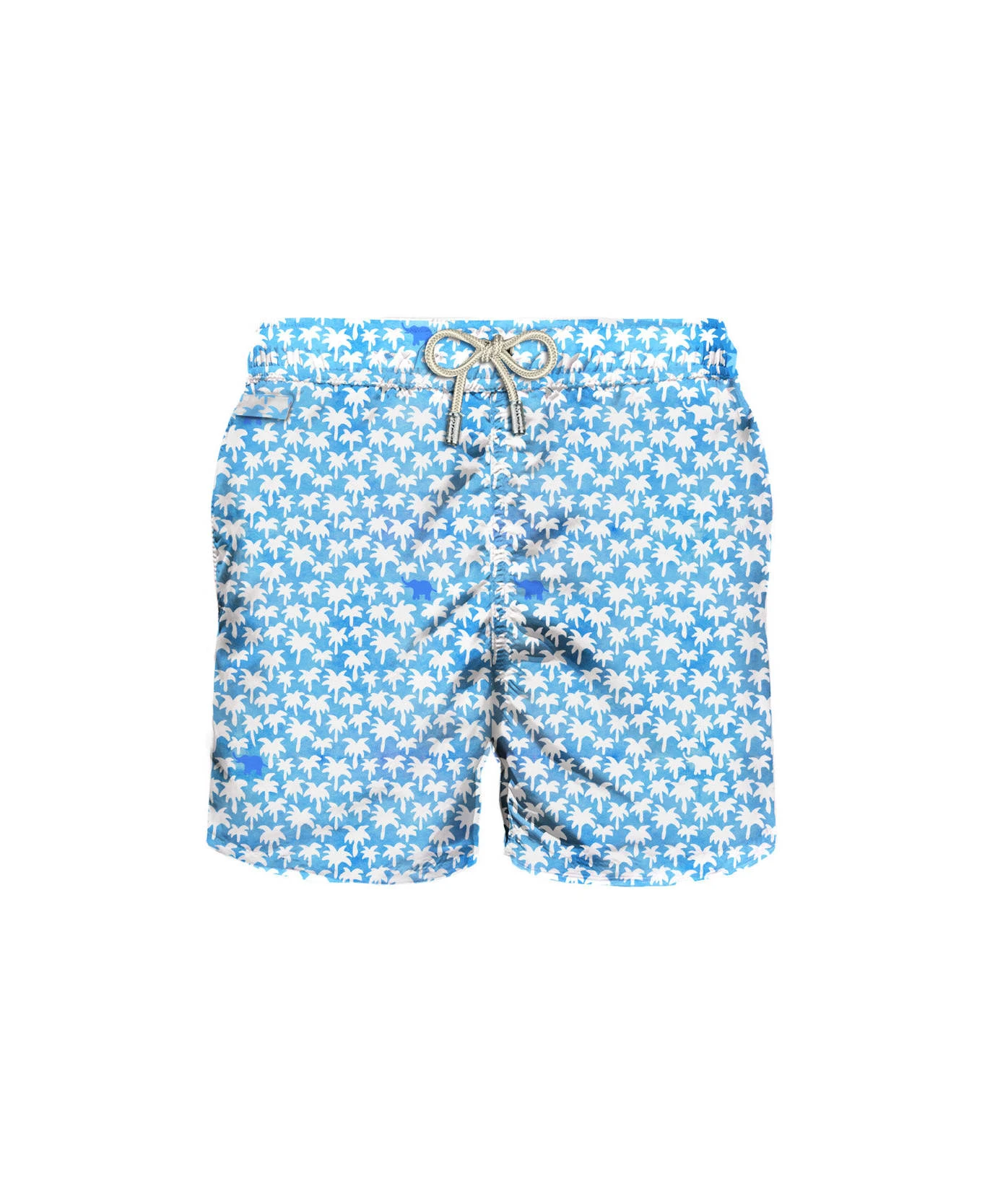 MC2 Saint Barth Man Light Fabric Swim Shorts With Palm Print