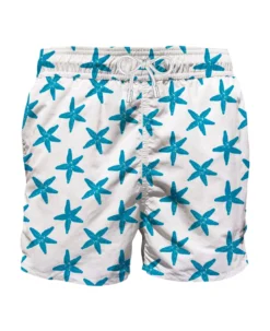 MC2 Saint Barth Man Swim Shorts With Seastar Flocked Print