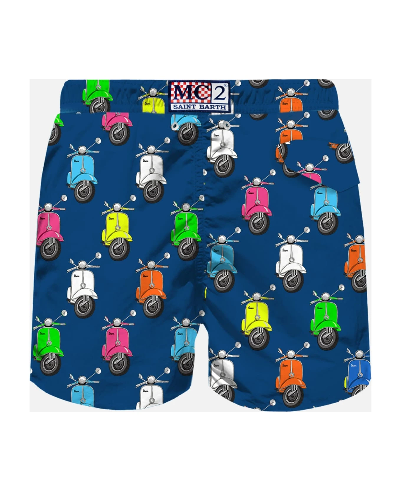 MC2 Saint Barth Man Light Fabric Swim Shorts With Multicolor Vespa Print | Vespa® Special Edition - Image 2