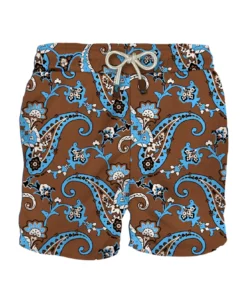 MC2 Saint Barth Man Linen Swim Shorts With Paisley Print