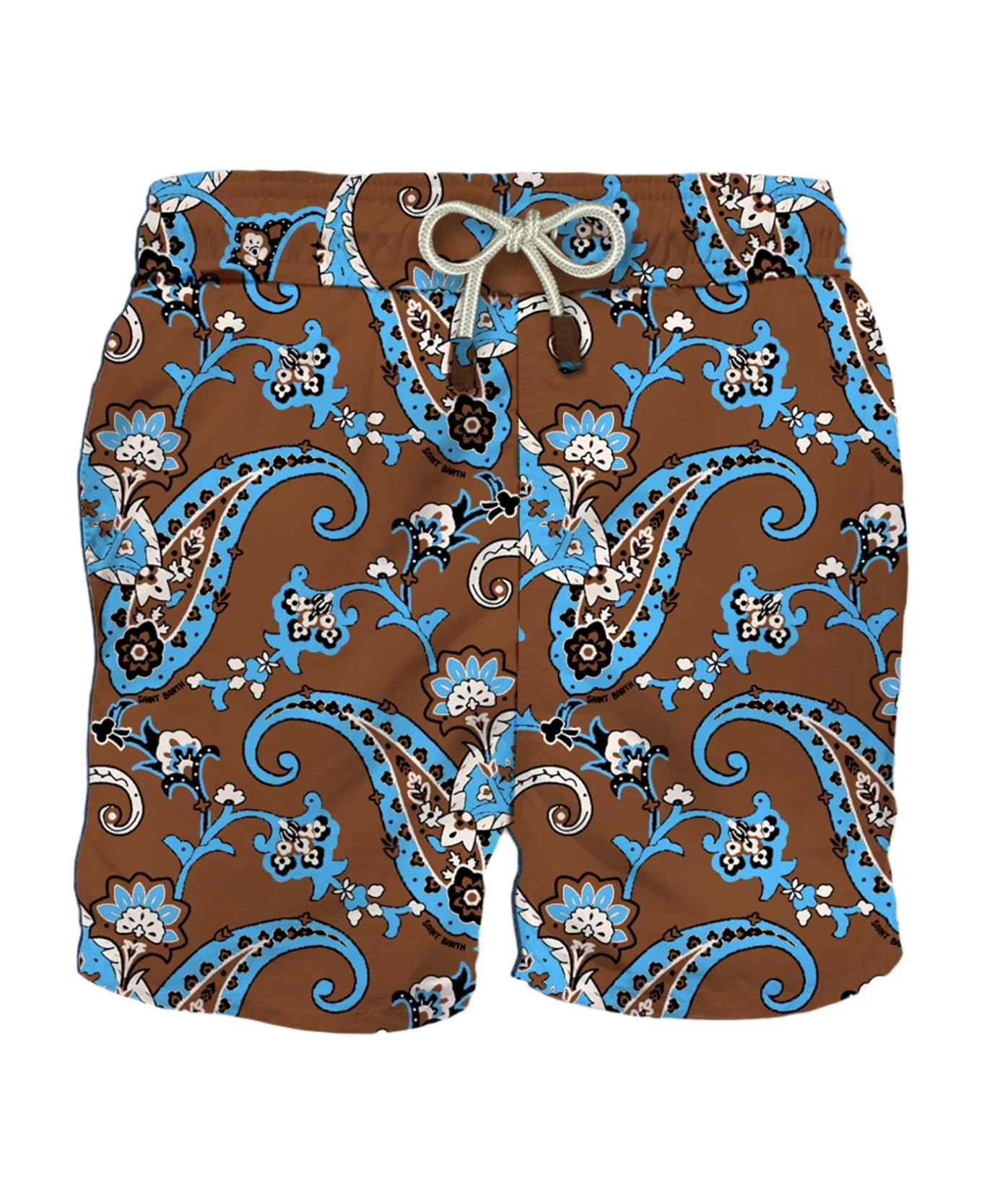 MC2 Saint Barth Man Linen Swim Shorts With Paisley Print