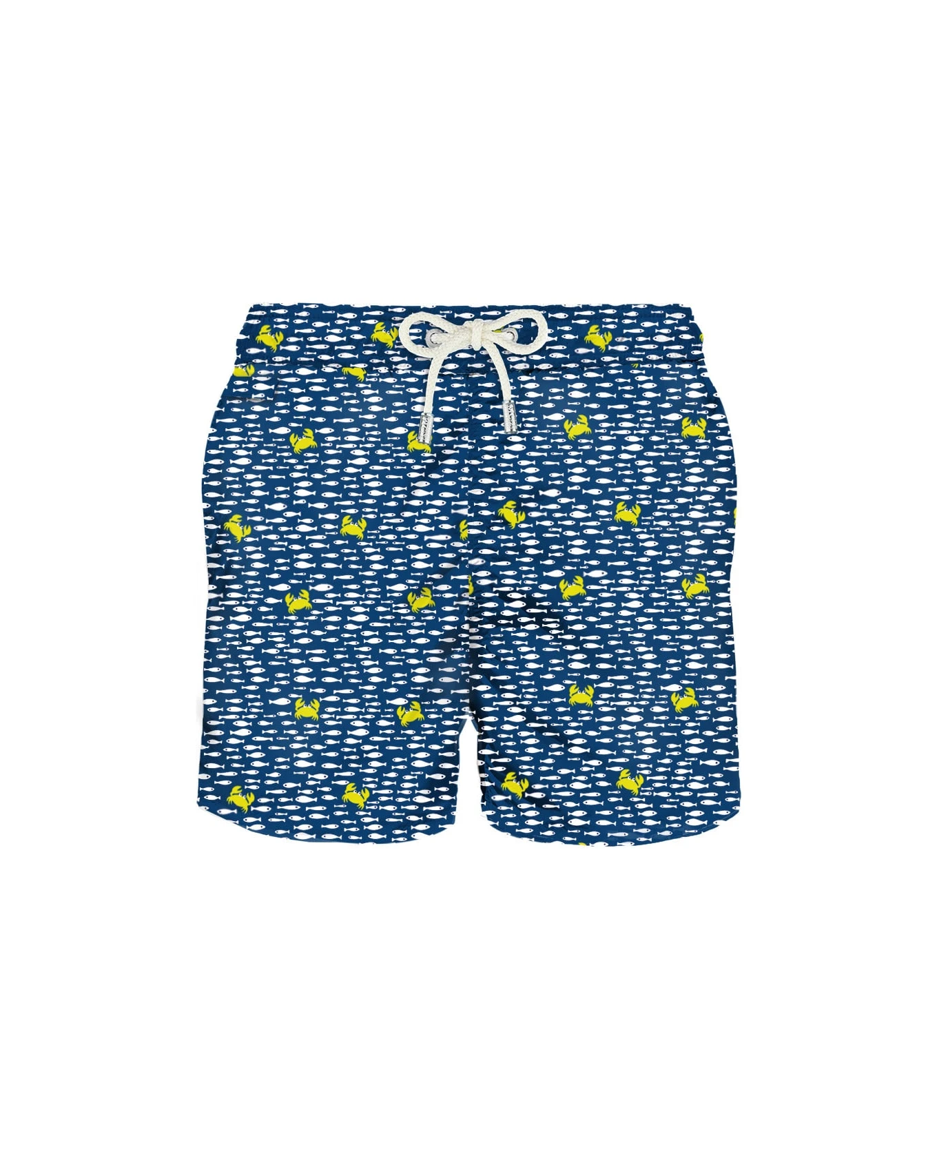 MC2 Saint Barth Man Light Fabric Swim Shorts With Fish & Crab Print
