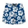 MC2 Saint Barth Blue Swim Short Mid-lenght With White Flower Print