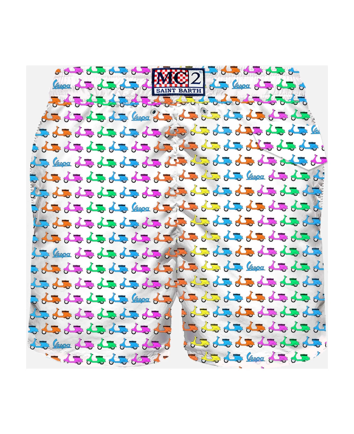 MC2 Saint Barth Man Light Fabric Swim Shorts With Vespa Print | Vespa© Special Edition - Image 2
