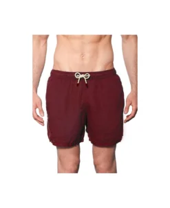 MC2 Saint Barth Man Burgundy Linen Swim Shorts