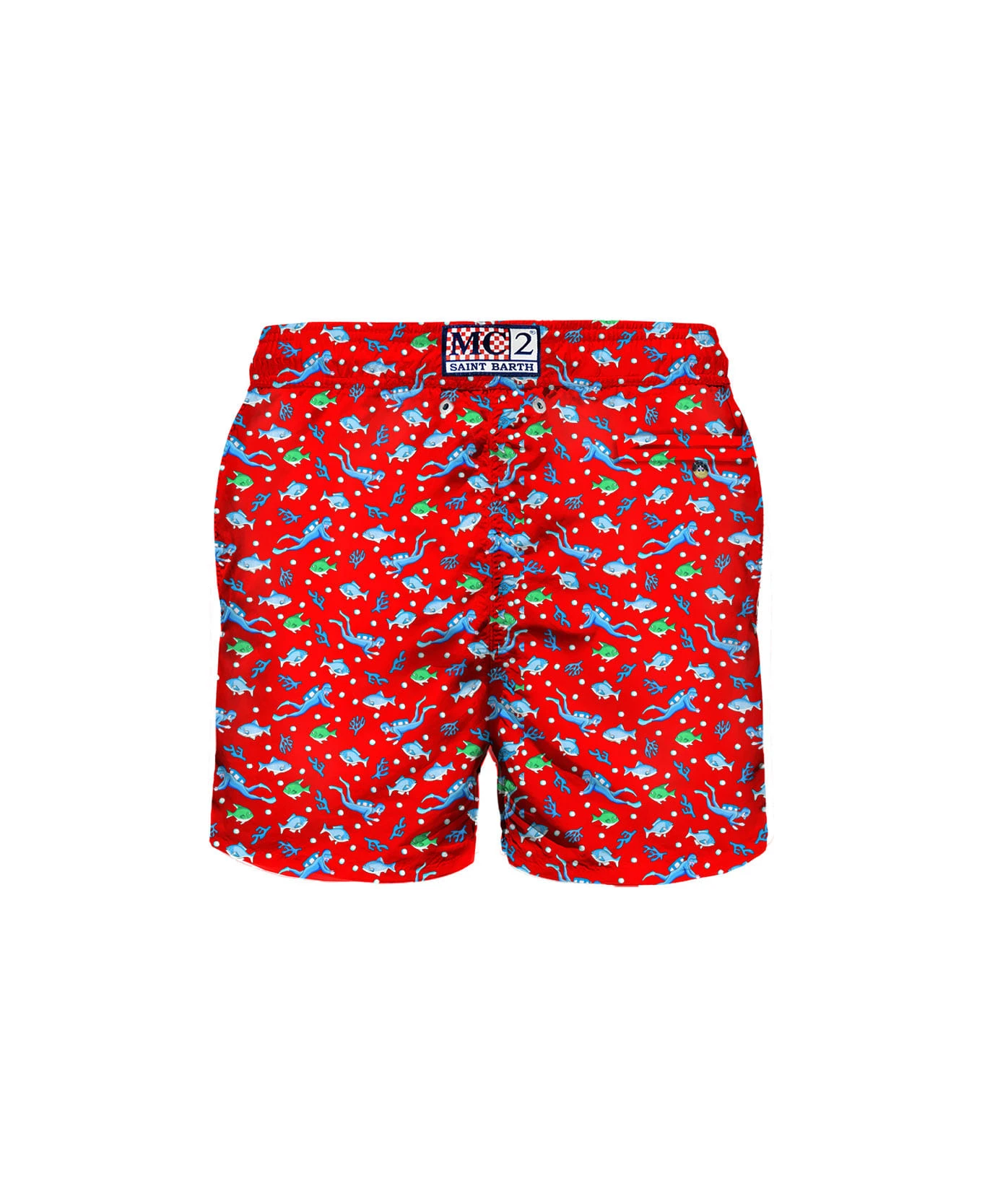 MC2 Saint Barth Man Light Fabric Swim Shorts With Diver Print - Image 2