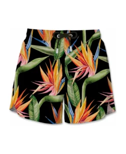 MC2 Saint Barth Black Swim Short Mid-lenght With Flower Print
