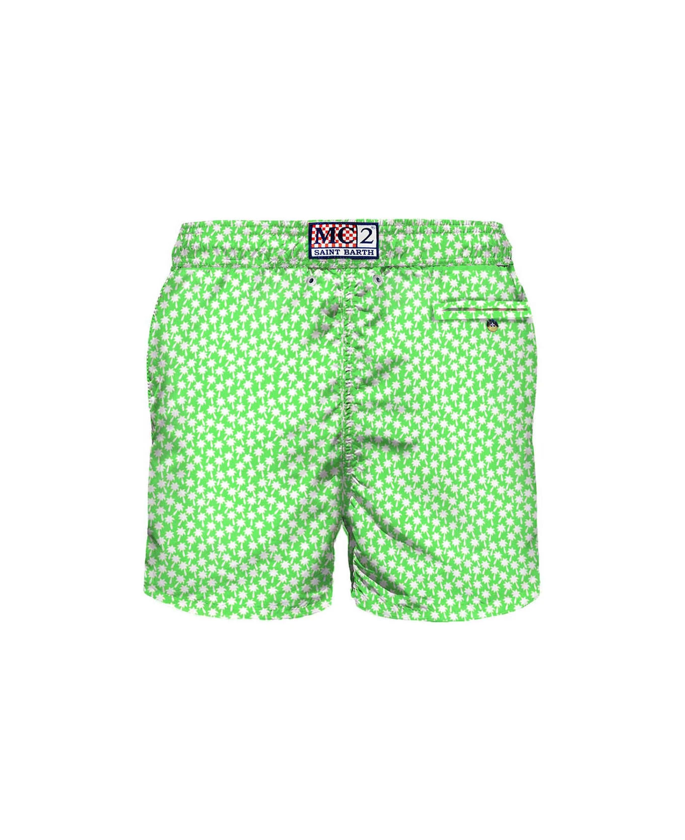 MC2 Saint Barth Light Fabric Swim Shorts Palms Print - Image 2