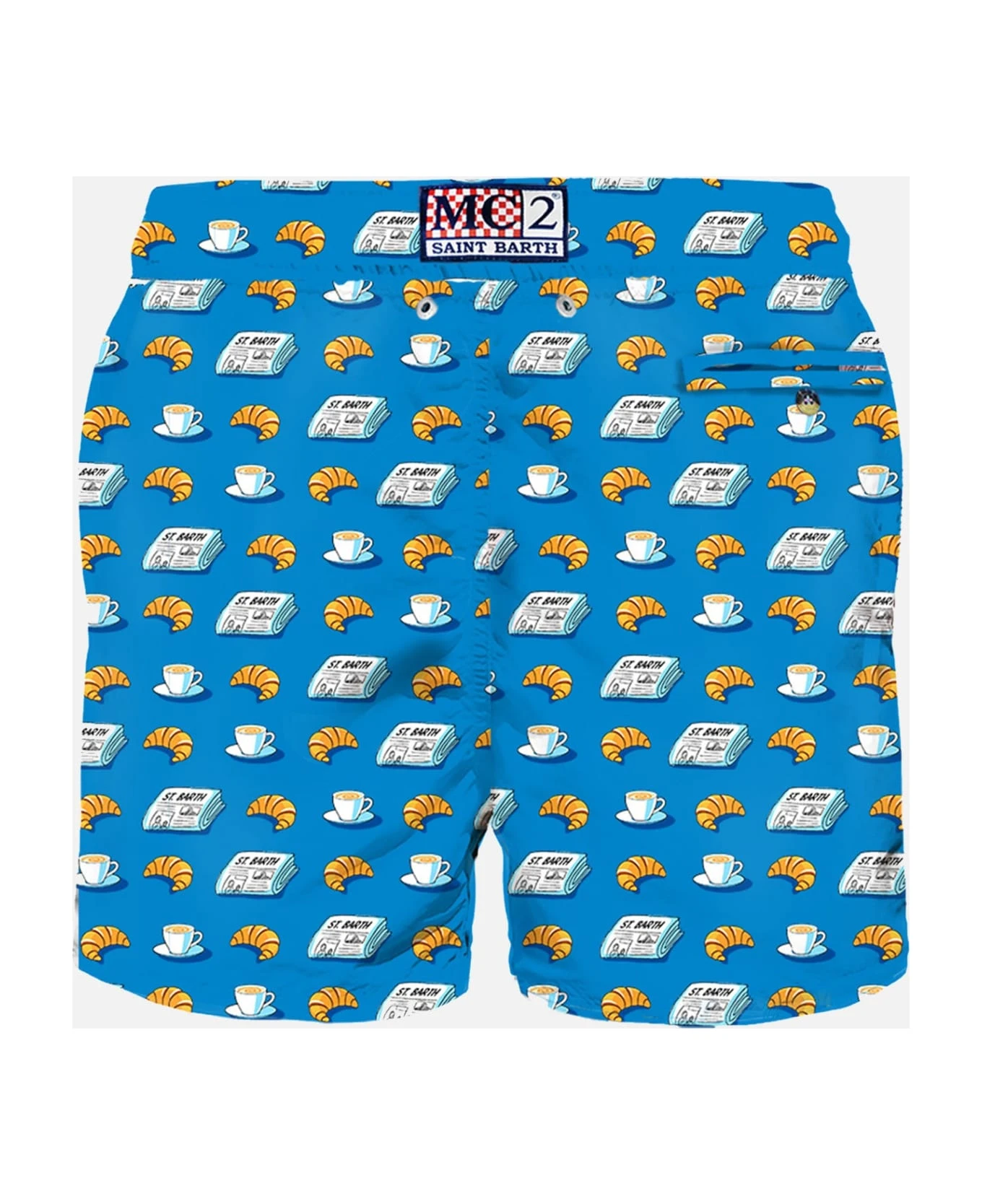 MC2 Saint Barth Man Light Fabric Swim Shorts With Newspaper And Croissant Print - Image 2