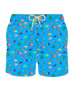 MC2 Saint Barth Man Light Fabric Swim Shorts With Fish Print