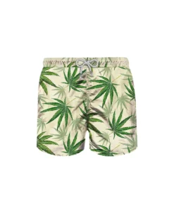 MC2 Saint Barth Green Leaves All Over Print Swim Shorts