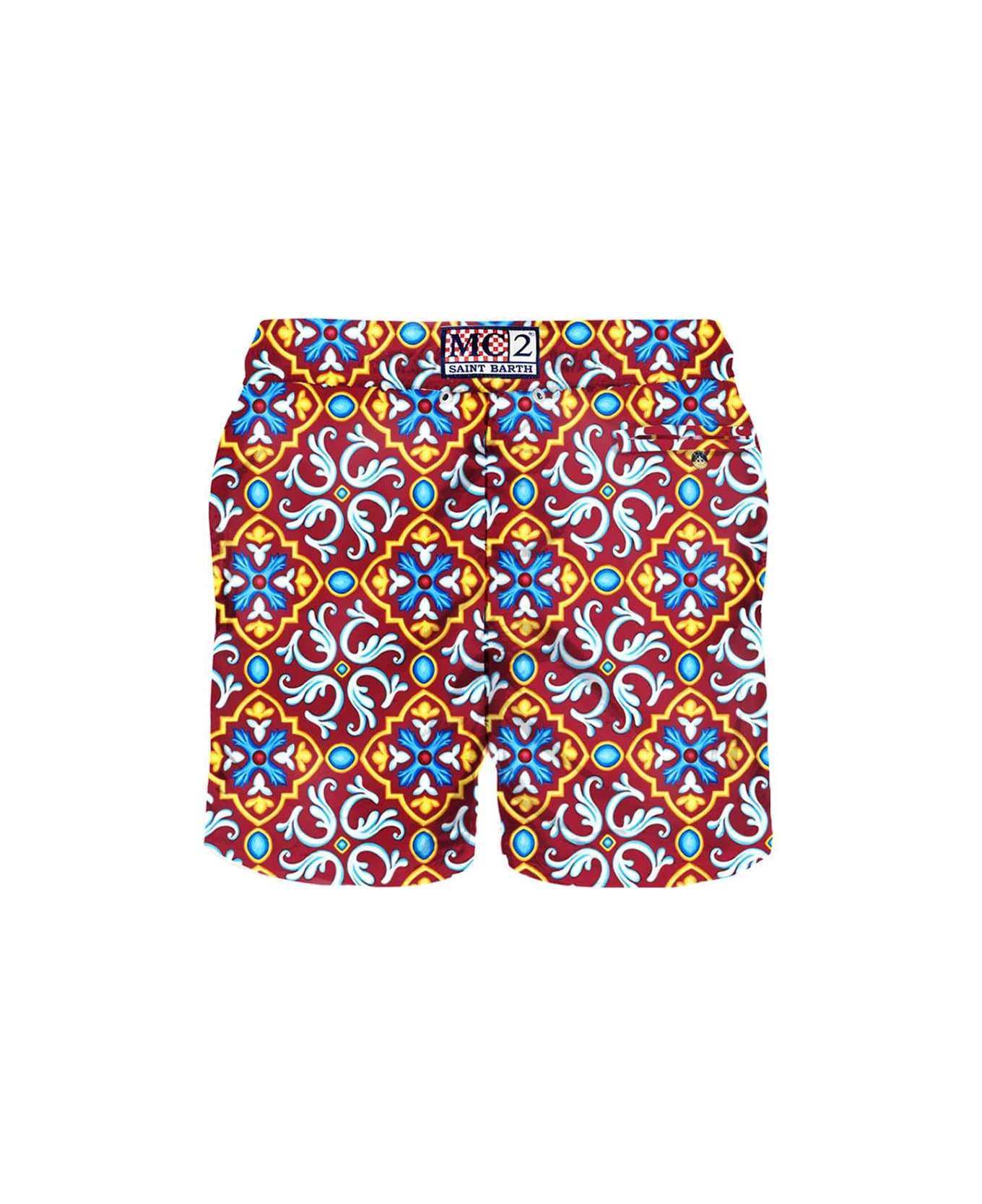 MC2 Saint Barth Man Swim Shorts With Majolica Print - Image 2