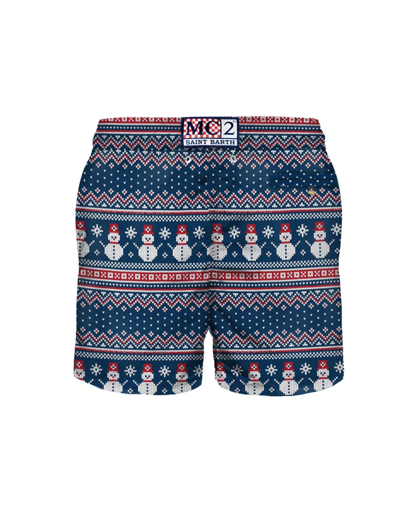 MC2 Saint Barth Light Fabric Man Swim Shorts Snowman Print - Image 2