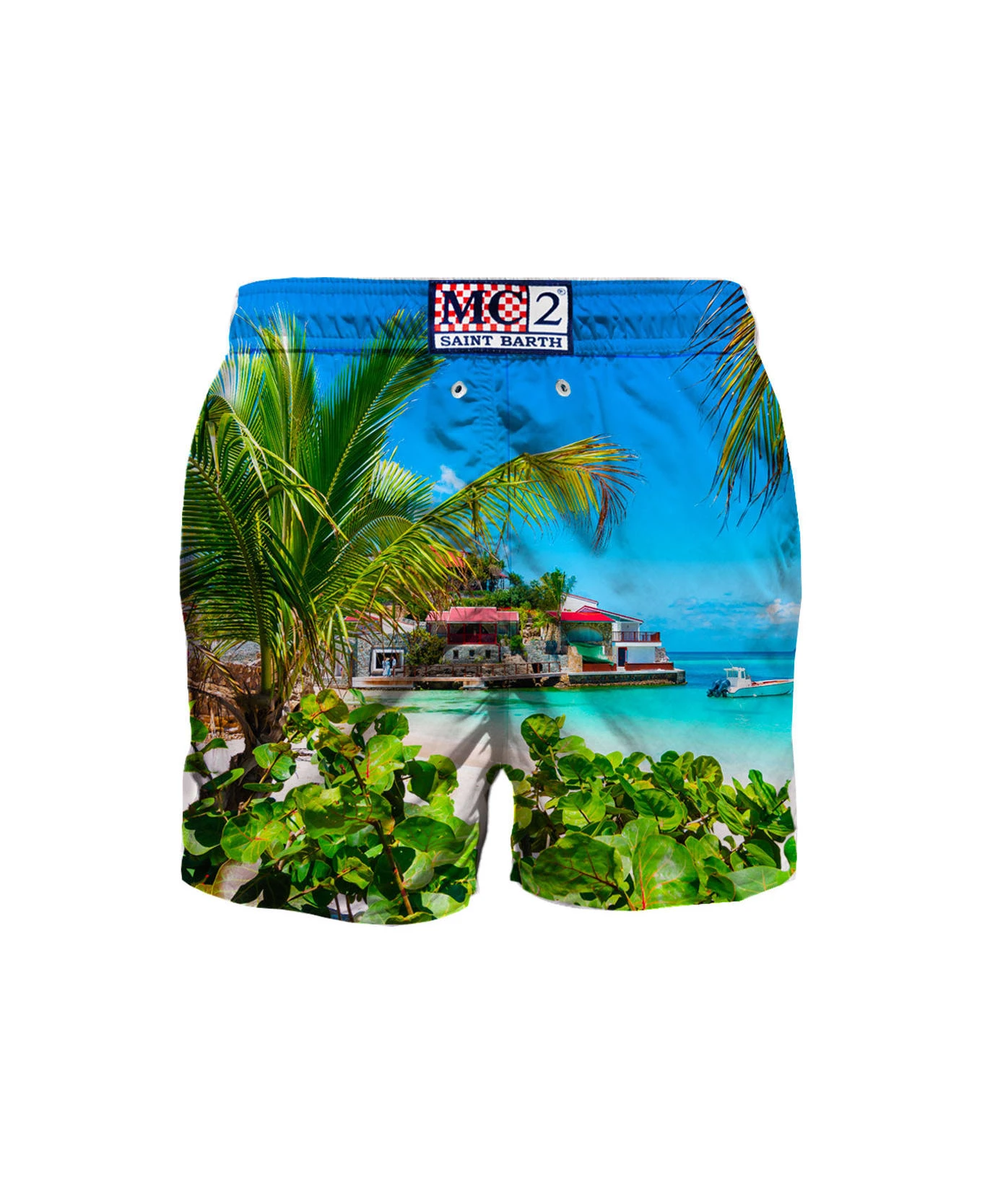MC2 Saint Barth Man Swim Shorts With Caribbean Island Print - Image 2