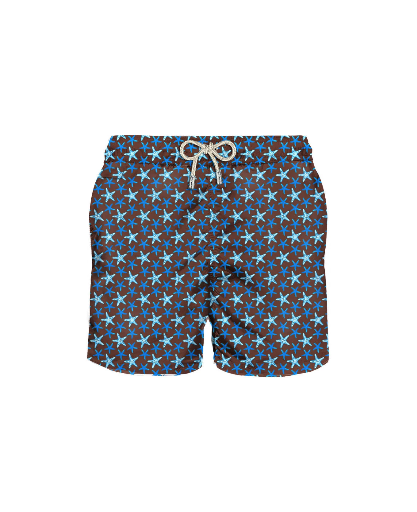 MC2 Saint Barth Man Light Fabric Swim Shorts With Star Print