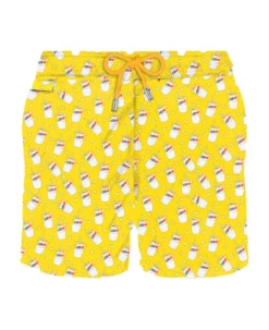 MC2 Saint Barth Man Light Fabric Swim Shorts With Estathé Print | Estathe'® Special Edition