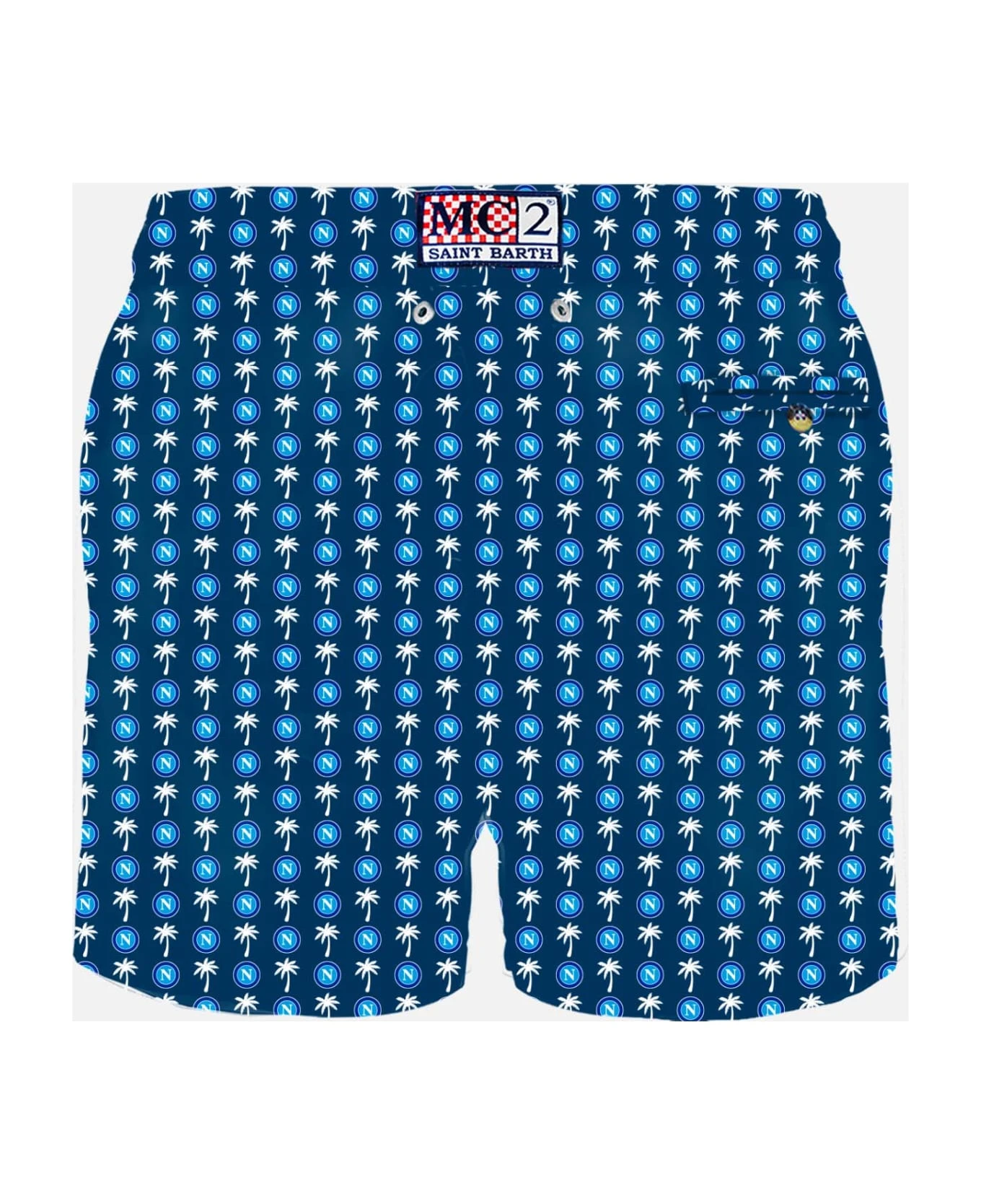 MC2 Saint Barth Man Light Fabric Swim Shorts With Napoli Logo Print | Ssc Napoli Special Edition - Image 2