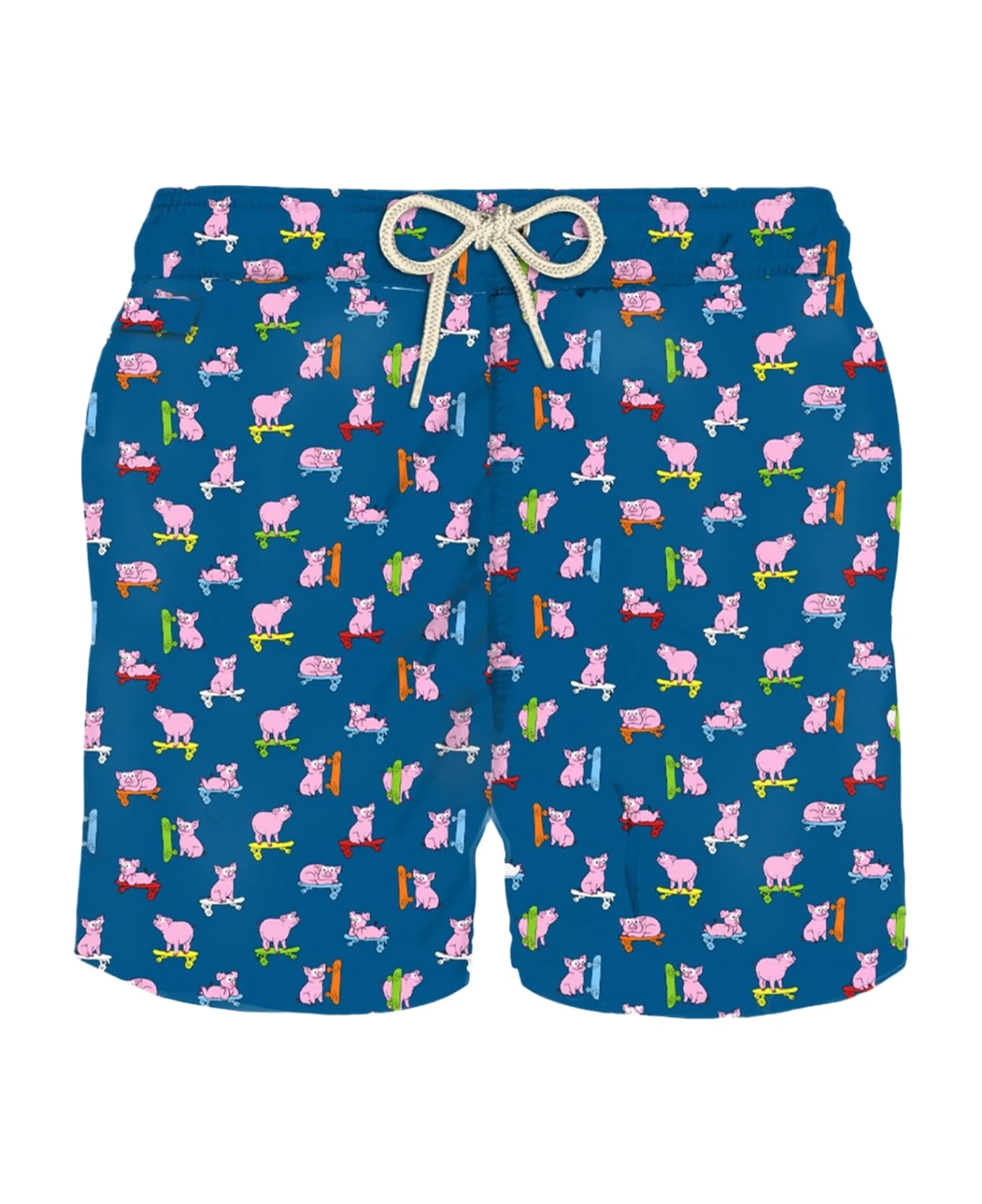 MC2 Saint Barth Man Light Fabric Swim Shorts With Skater Pigs Print