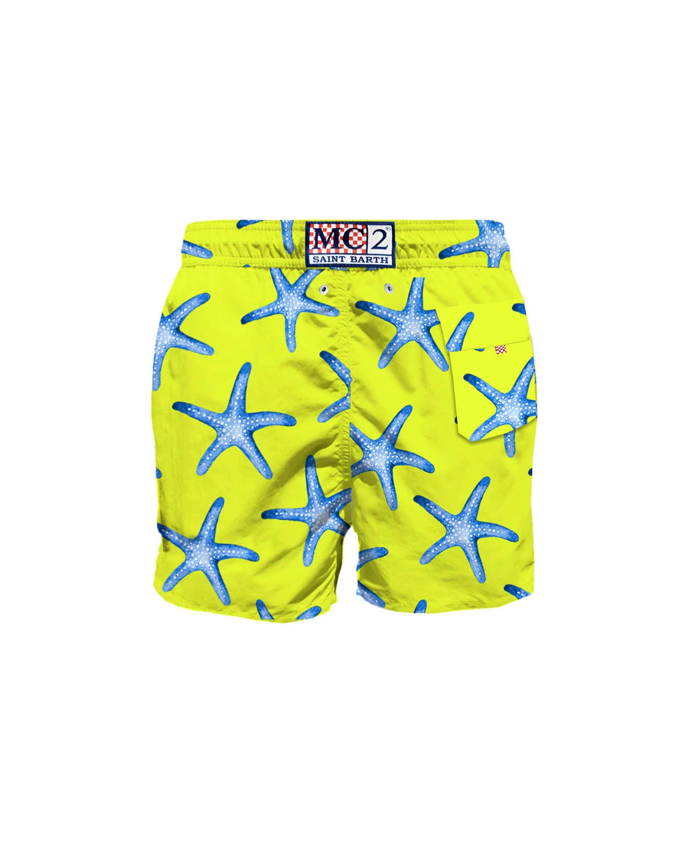 MC2 Saint Barth Yellow Mid-length Swim Shorts With South Star - Image 2