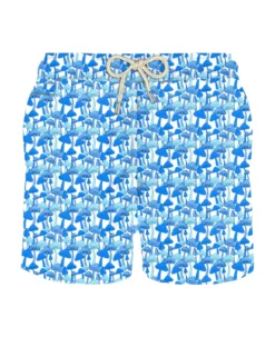 MC2 Saint Barth Man Light Fabric Swim Shorts With Mushrooms Print