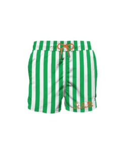 MC2 Saint Barth Green Mid-length Swim Shorts With Embroidery
