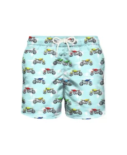 MC2 Saint Barth Light Fabric Swim Shorts Motorbike Print