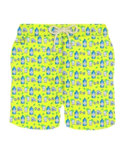 MC2 Saint Barth Man Light Fabric Swim Shorts With Gin And Gym Print | Gin Mare Special Edition