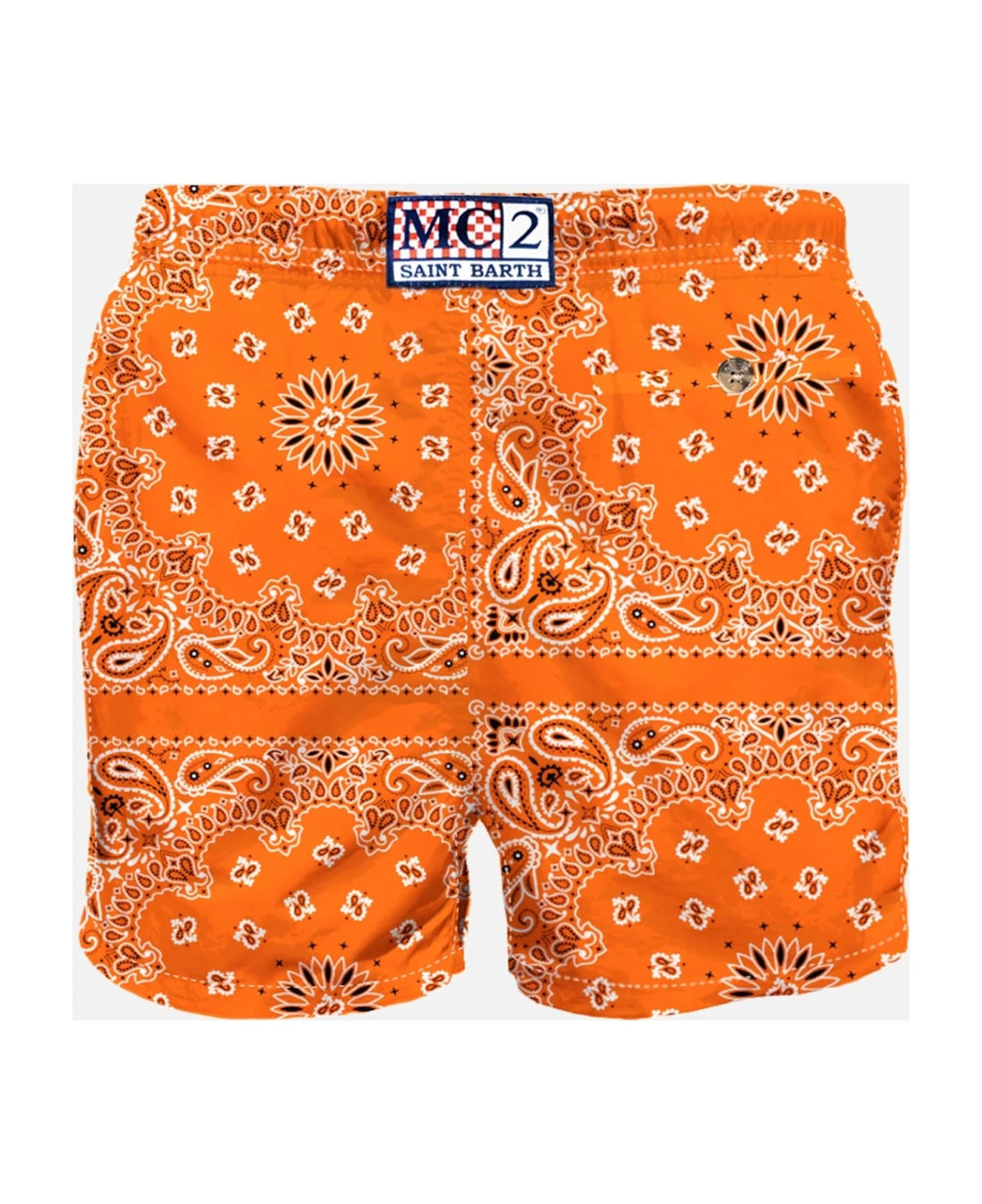 MC2 Saint Barth Man Swim Shorts With Orange Bandanna Print - Image 2