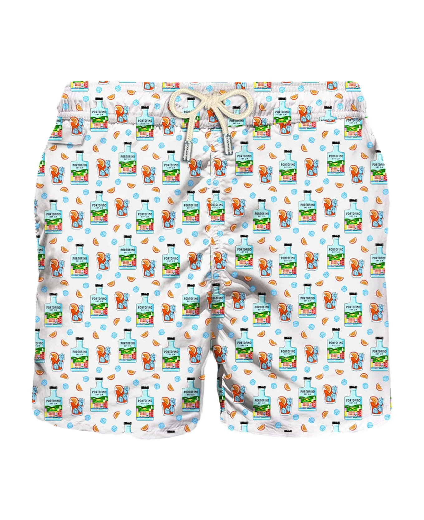 MC2 Saint Barth Man Light Fabric Swim Shorts With Portofino Dry Gin Print | Portofino Dry Gin Special Edition